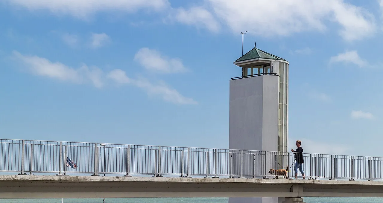 The monument tower on the Afsluitdijk in sunshine
