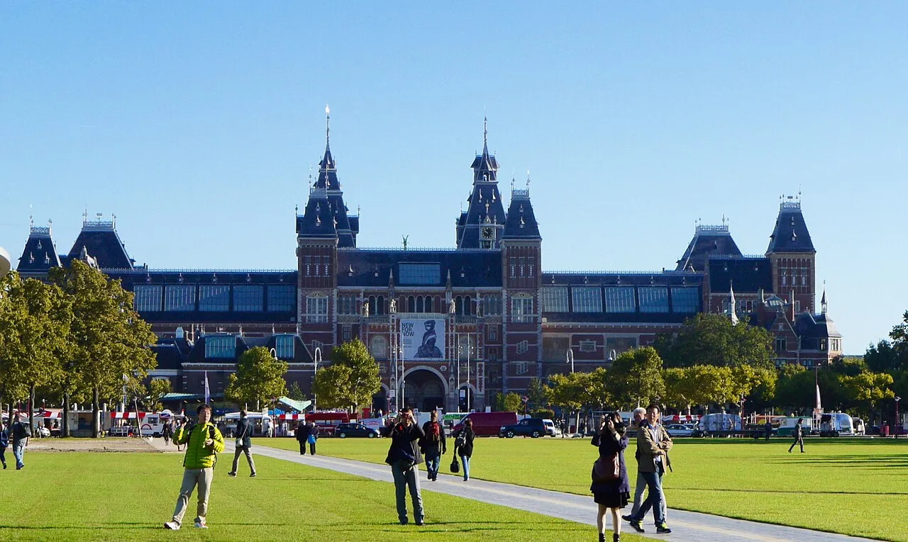 The Rijksmuseum seen from Museumplein in Amsterdam