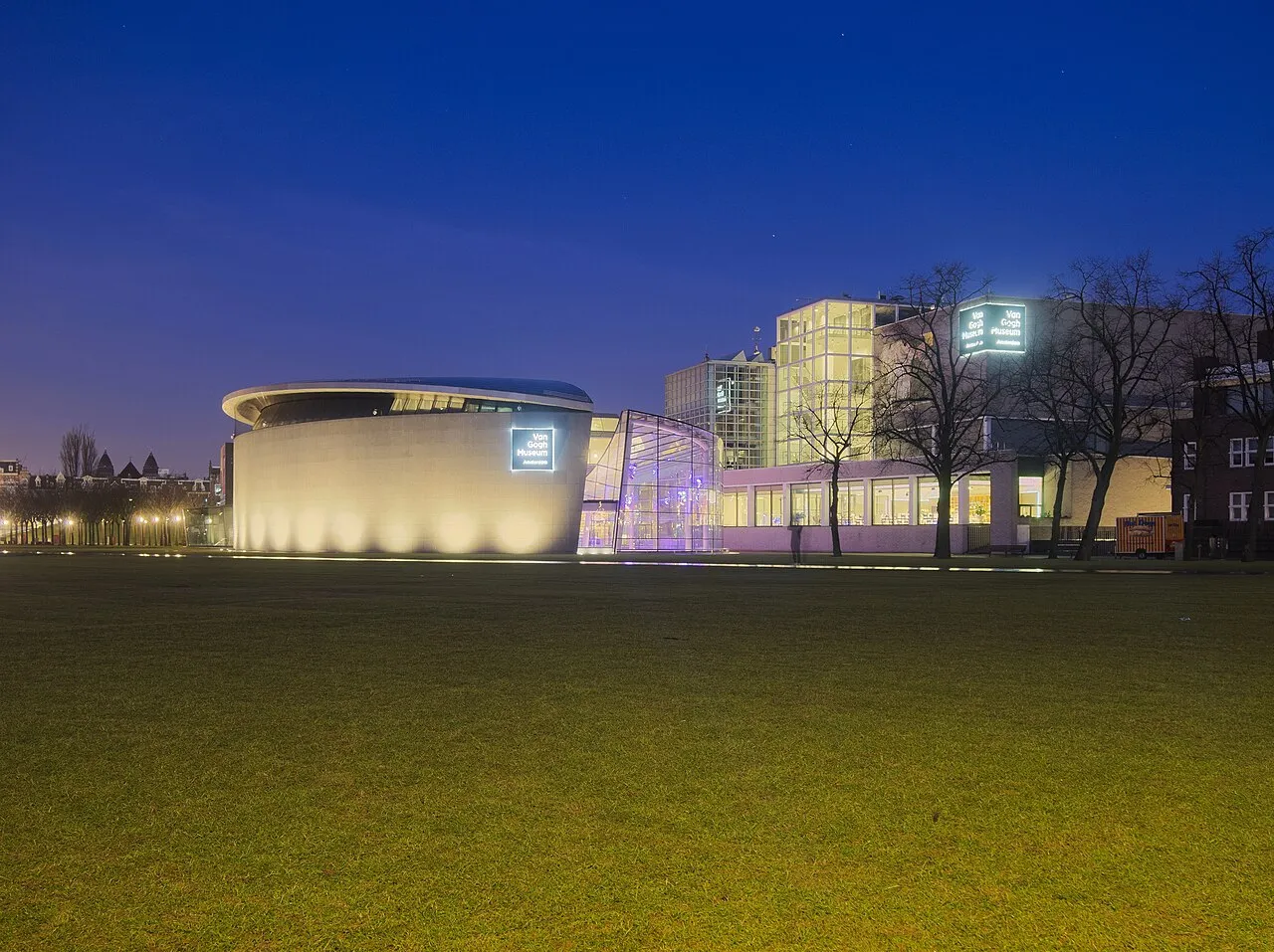 The Van Gogh Museum building in the evening